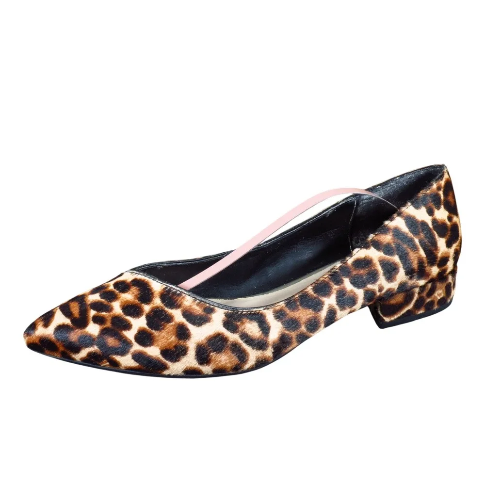 Kenneth Cole Riley Women Pump 8.5 Work Dress Leopard Calf Hair Point Block Heel